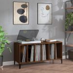 Dulap pentru discuri stejar maro, 100x38x48 cm, lemn prelucrat GartenMobel Dekor