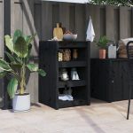 Dulap bucătărie de exterior negru, 55x55x92 cm, lemn masiv pin GartenMobel Dekor