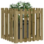 Jardinieră grădină cu design gard, 70x70x70 cm, lemn pin tratat GartenMobel Dekor