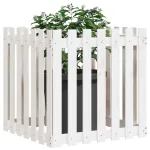 Jardinieră grădină design gard, alb, 70x70x70 cm lemn masiv pin GartenMobel Dekor