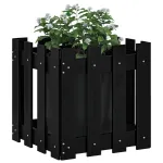Jardinieră grădină design gard negru 40x40x40 cm lemn masiv pin GartenMobel Dekor