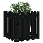 Jardinieră grădină design gard negru 50x50x50 cm lemn masiv pin GartenMobel Dekor