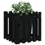 Jardinieră grădină design gard negru 50x50x50 cm lemn masiv pin GartenMobel Dekor