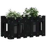 Jardinieră grădină design gard negru 60x30x30 cm lemn masiv pin GartenMobel Dekor