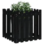 Jardinieră grădină design gard negru 60x60x60 cm lemn masiv pin GartenMobel Dekor