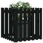 Jardinieră grădină design gard negru 70x70x70 cm lemn masiv pin GartenMobel Dekor
