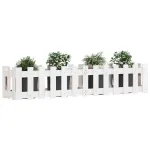 Pat înălțat grădină design gard alb 150x30x30cm lemn pin tratat GartenMobel Dekor