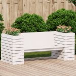 Banchetă cu jardiniere, alb, 167,5x60x65 cm, lemn masiv de pin GartenMobel Dekor