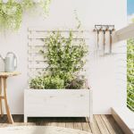 Jardinieră de grădină cu raft alb 79x39,5x114 cm lemn masiv pin GartenMobel Dekor
