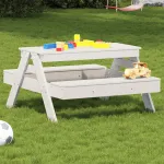Masă de picnic pentru copii, alb, 88x97x52 cm, lemn masiv pin GartenMobel Dekor