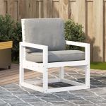Scaun de grădină, alb, 57,5x63x76 cm, lemn masiv de pin GartenMobel Dekor