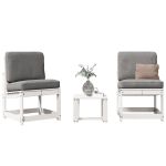 Set mobilier de grădină, 3 piese, alb, lemn masiv de pin GartenMobel Dekor
