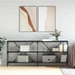 Masă consolă, negru, 180x30x75 cm, lemn prelucrat și fier GartenMobel Dekor