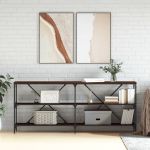 Masă consolă stejar maro 180x30x75 cm lemn prelucrat și fier GartenMobel Dekor