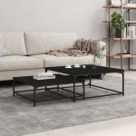Mese suprapuse de cafea, 2 buc, negru, lemn prelucrat GartenMobel Dekor