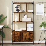 Bibliotecă cu uși stejar fumuriu 76,5x30x154,5 cm lemn compozit GartenMobel Dekor