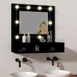 Dulap cu oglindă și LED, negru, 60x31,5x62 cm GartenMobel Dekor