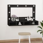 Dulap cu oglindă și LED, negru, 90x31,5x62 cm GartenMobel Dekor