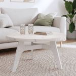 Blat de masă rotund, alb, Ø80x3 cm, lemn masiv de pin GartenMobel Dekor