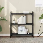 Bibliotecă cu 3 niveluri, negru, 76x32x88 cm, lemn prelucrat GartenMobel Dekor