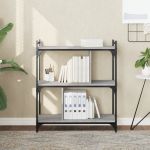 Bibliotecă cu 3 niveluri gri sonoma 76x32x88 cm lemn compozit GartenMobel Dekor