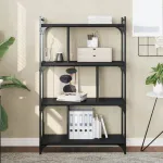 Bibliotecă cu 4 niveluri, negru, 76x32x123 cm, lemn prelucrat GartenMobel Dekor