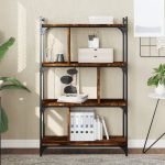 Bibliotecă cu 4 niveluri, stejar fumuriu, 76x32x123 cm, lemn GartenMobel Dekor