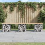 Bancă de grădină, design gabion, 203x44x42cm, lemn masiv de pin GartenMobel Dekor