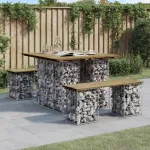 Bancă grădină, design gabion, 100x102x72 cm, lemn pin impregnat GartenMobel Dekor