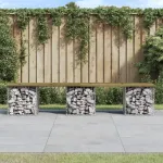 Bancă grădină, design gabion, 203x44x42 cm, lemn pin impregnat GartenMobel Dekor