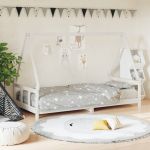 Cadru de pat pentru copii, alb, 90x190 cm, lemn masiv de pin GartenMobel Dekor