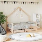 Cadru de pat copii cu sertare, 80x160 cm, lemn masiv pin GartenMobel Dekor
