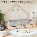 Cadru pat copii cu sertare, 80x200 cm, lemn masiv de pin GartenMobel Dekor