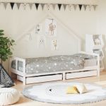 Cadru pat copii cu sertare, alb, 80x200 cm, lemn masiv de pin GartenMobel Dekor