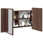 Dulap de baie cu oglindă și LED stejar maro, 80x12x45 cm, acril GartenMobel Dekor