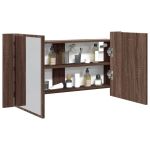 Dulap de baie cu oglindă și LED stejar maro, 90x12x45 cm, acril GartenMobel Dekor