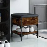 Bancă de pantofi, stejar fumuriu, 42x42x45 cm, lemn prelucrat GartenMobel Dekor