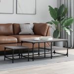 Mese suprapuse de cafea, 2 buc, sonoma gri, lemn prelucrat GartenMobel Dekor