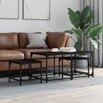 Mese suprapuse de cafea, 3 buc, negru, lemn prelucrat GartenMobel Dekor