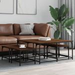 Mese suprapuse de cafea, 5 buc, stejar maro, lemn prelucrat GartenMobel Dekor