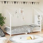Cadru de pat pentru copii, alb, 90x190 cm, lemn masiv de pin GartenMobel Dekor