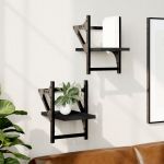 Rafturi de perete cu bare, 2 buc, negru, 20x25x30 cm GartenMobel Dekor