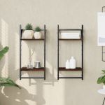 Rafturi perete cu 2 niveluri/bare 2 buc stejar maro 30x25x65 cm GartenMobel Dekor