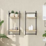 Rafturi perete cu 2 niveluri/bare 2 buc stejar sonoma30x25x65cm GartenMobel Dekor