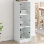 Dulap cu uși din sticlă, alb, 35x37x109 cm GartenMobel Dekor