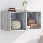 Dulap de perete cu uși din sticlă, gri sonoma, 68,5x37x35 cm GartenMobel Dekor