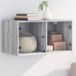 Dulap de perete cu uși din sticlă, gri sonoma, 68,5x37x35 cm GartenMobel Dekor