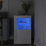 Dulap lateral cu lumini LED, alb, lemn prelucrat GartenMobel Dekor