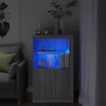 Dulap lateral cu lumini LED, gri sonoma, lemn prelucrat GartenMobel Dekor