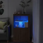 Dulap lateral cu lumini LED, stejar maro, lemn prelucrat GartenMobel Dekor